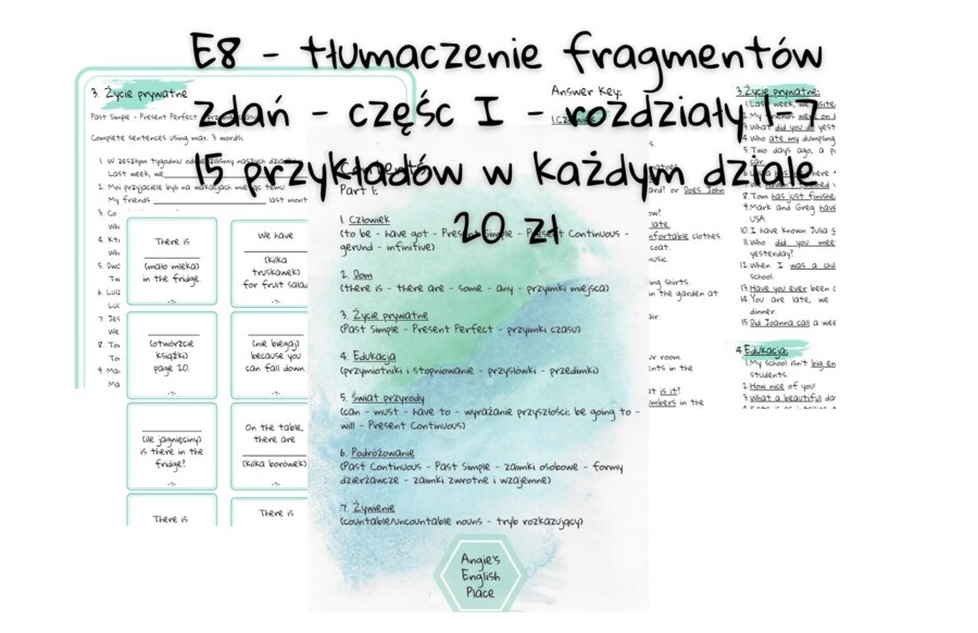 E8 - tłumaczenie fragmentów zdań - part 1 - rozdziały 1-7