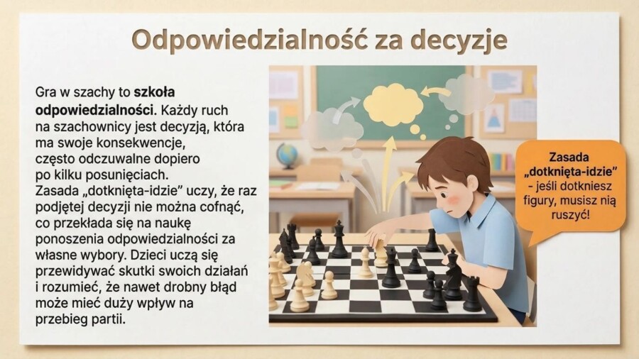 Edukacja przez szachy w szkole – prezentacja PDF (15 slajdów), rozwój myślenia, koncentracji i matematyki