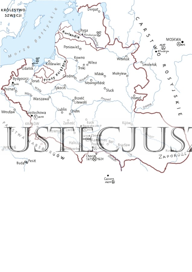 Rzeczpospolita w XVII wieku - mapa
