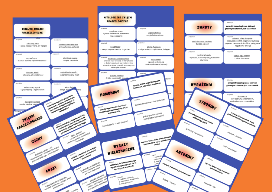 SŁOWNICTWO – fiszki – kl. 4-8 – egzamin – powtórzenie