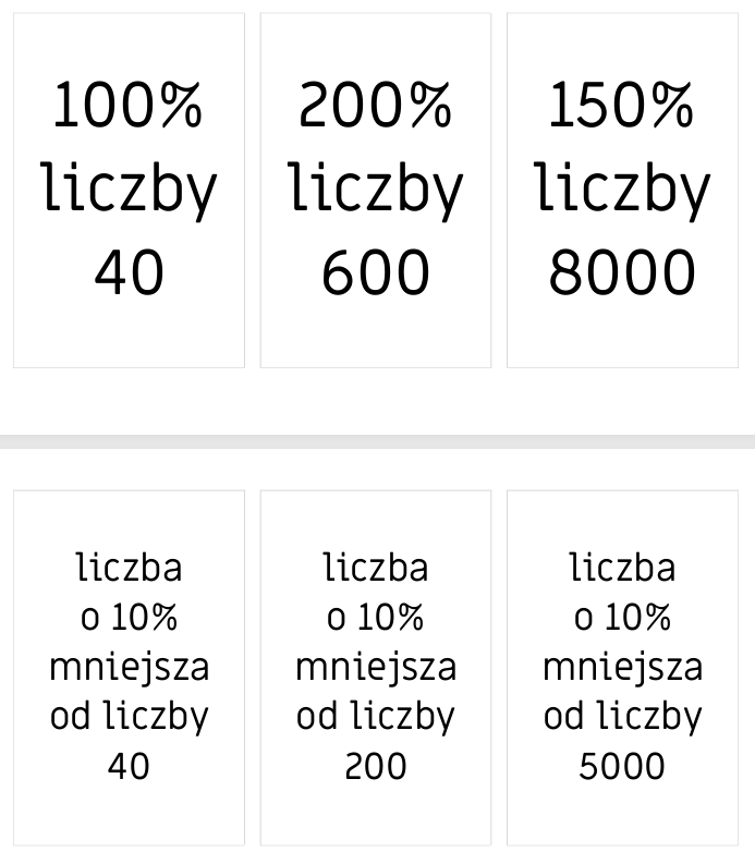 54 fiszki powtórzeniowe do E8 - procenty