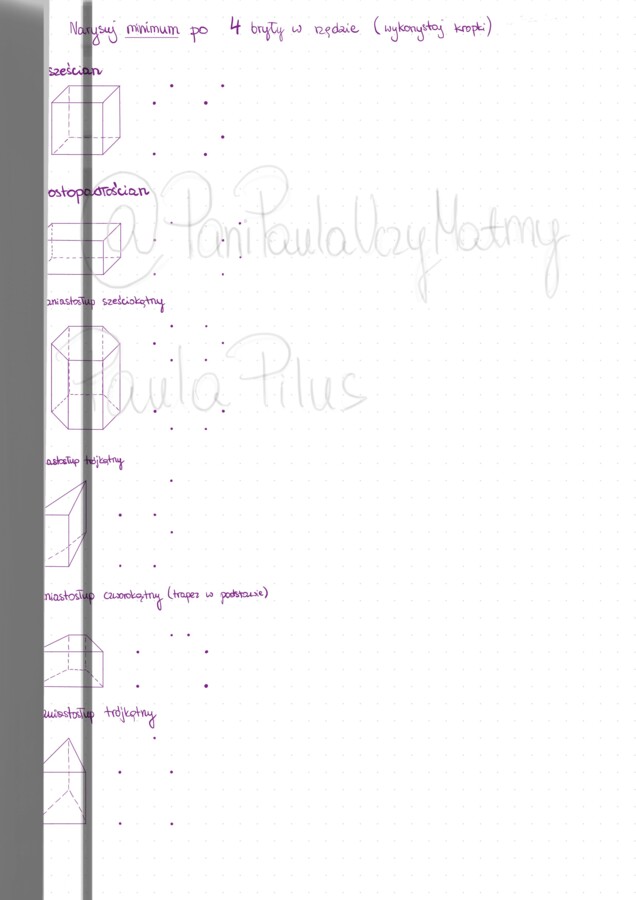 Bryły w 3D: Nauka Rysowania Sześcianów, Prostopadłościanów i Graniastosłupów – Karta Ćwiczeń z Wyzwaniami