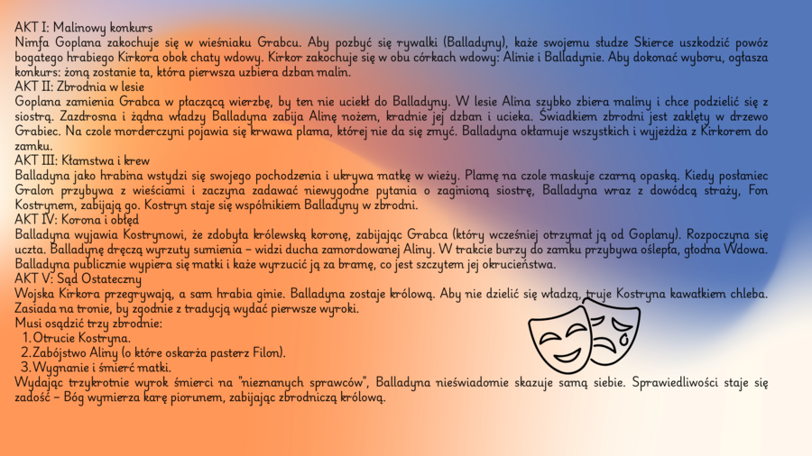Balladyna scenariusz sztuki w 5 aktach