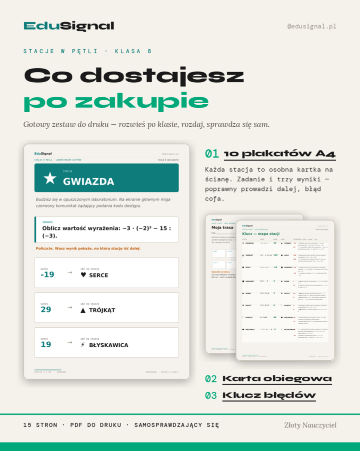 Stacje zadaniowe, klasa 8 (powtórka po klasie 7, liczby wymierne)