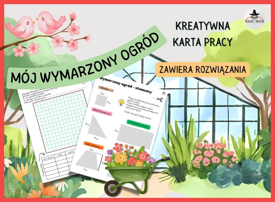 WIOSNA! Zaprojektuj swój ogród! Pola figur w praktyce  - kreatywna karta pracy matematyka kl. 5–8