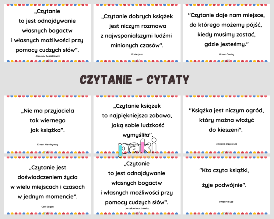 Czytanie, czytelnictwo, Światowy Dzień Książki - CYTATY - gazetka