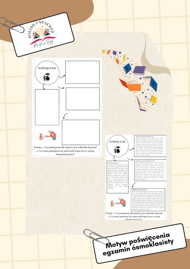 Motyw poświęcenia karta pracy + odpowiedzi egzamin ósmoklasisty
