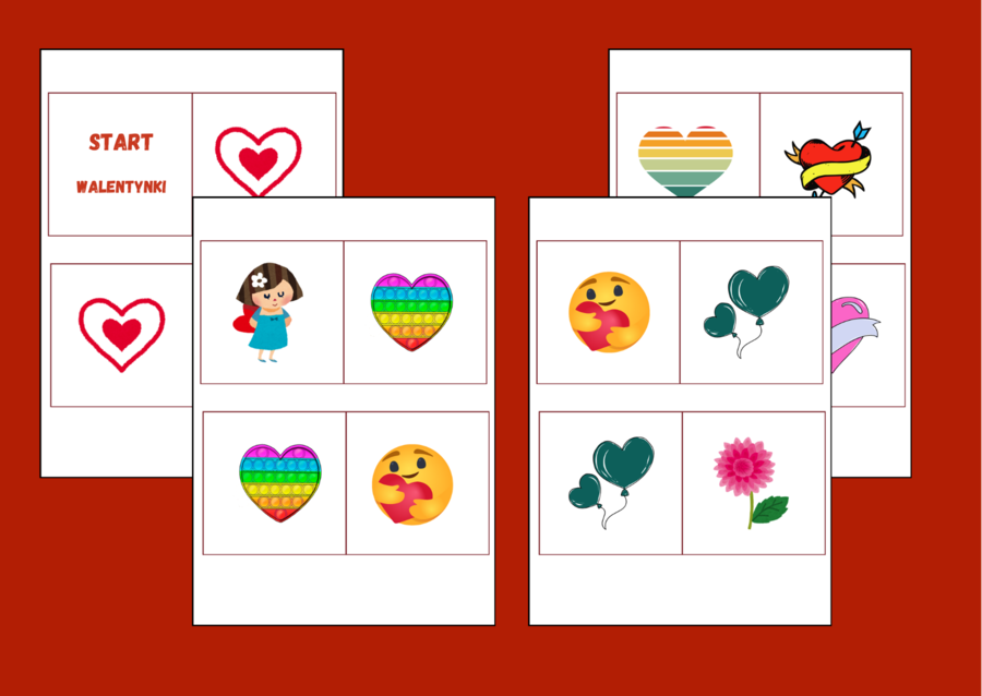 WALENTYNKI – DOMINO PODŁOGOWE – 26 szt. – biblioteka – świetlica – przedszkole