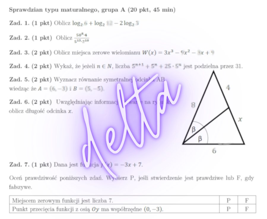 Sprawdzian typu maturalnego, 45 minut, mini-matura, poziom podstawowy