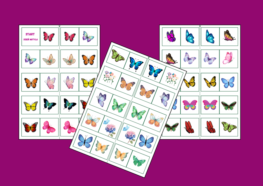 DZIEŃ MOTYLA – domino obrazkowe – WIOSNA - biblioteka - przedszkole - świetlica