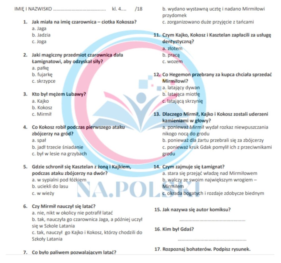 Kajko i Kokosz - kartkówka z treści lektury