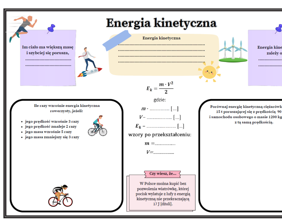 Fizyka kl.7 (SP) Temat: Energia kinetyczna. (Graficzna karta pracy-2 egzemplarze)