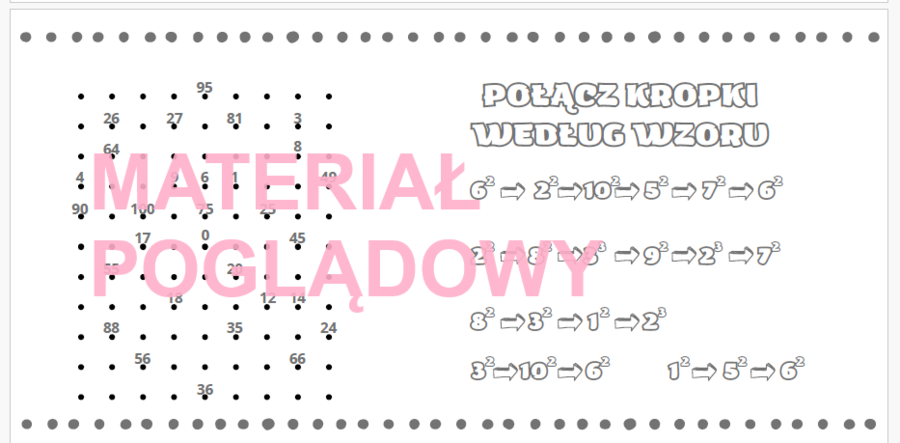 Kwadraty i sześciany liczb - notatka i karta pracy kl. 4, 5, 6