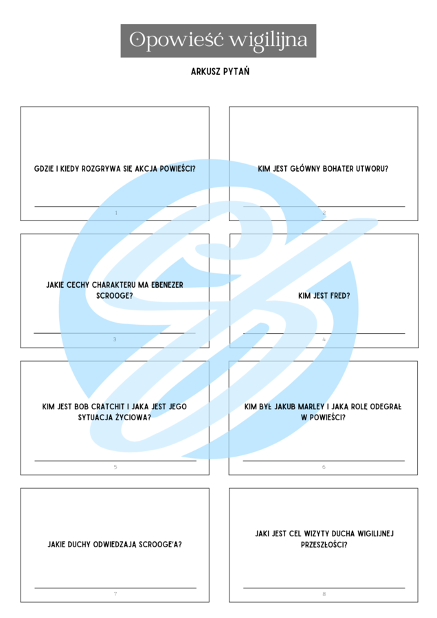 Opowieść wigilijna – Pytania i Odpowiedzi | Interaktywne karty do lektury