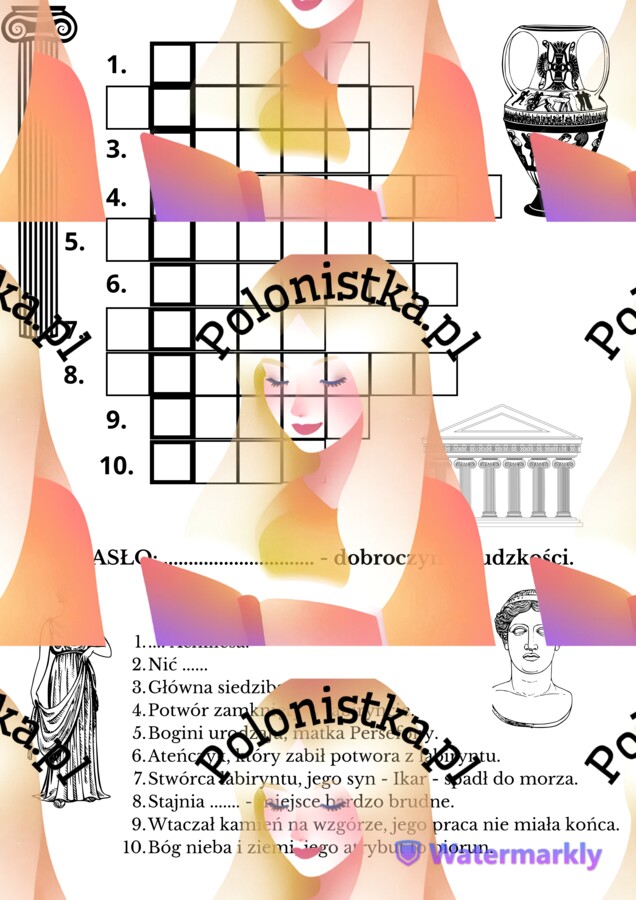 Krzyżówka - mitologia grecka
