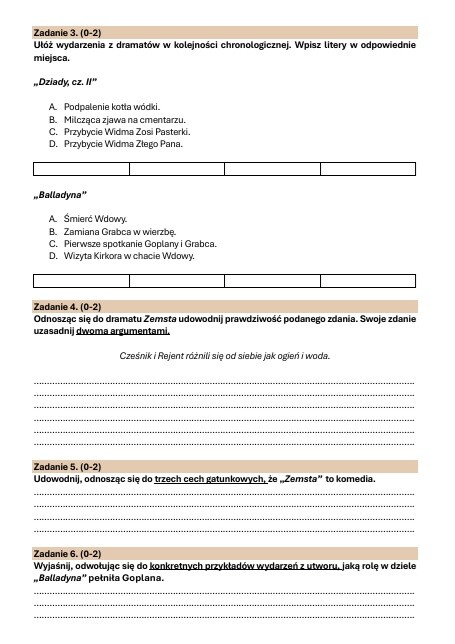 Zestaw lekturowy "Dziady, cz. II"