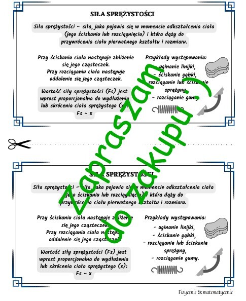 Siła sprężystości - wklejka do zeszytu