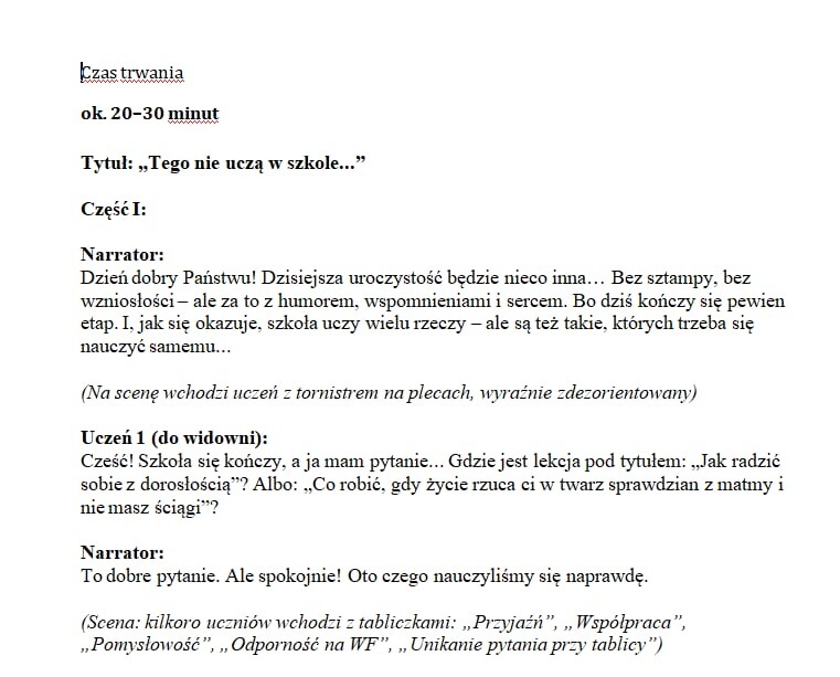 Scenariusz na uroczystość zakończenia szkoły podstawowej dla klasy 8/ Scenariusz na zakończenie roku/ Pożegnanie szkoły