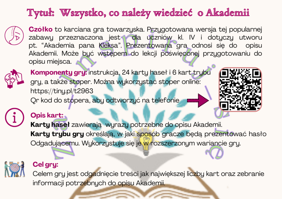 Akademia Pana Kleksa- gra Czółko - przygotowanie do opisu Akademii