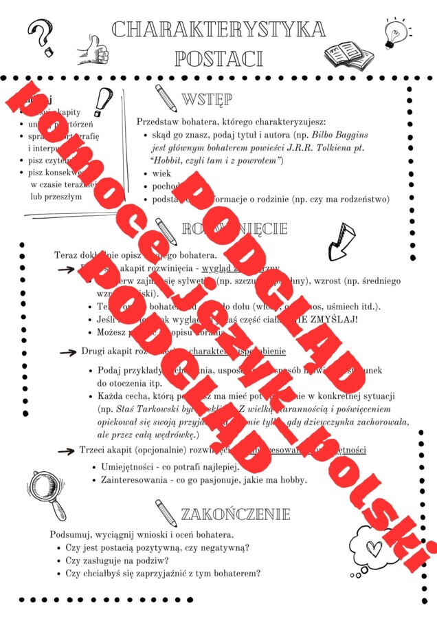 Charakterystyka bohatera / postaci - jak napisać charakterystykę, wklejka, formy wypowiedzi