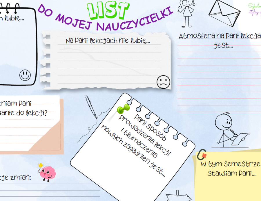 List do mojej nauczycielki - narzędzia pomiaru dydaktycznego, ankieta, ocena nauczyciela