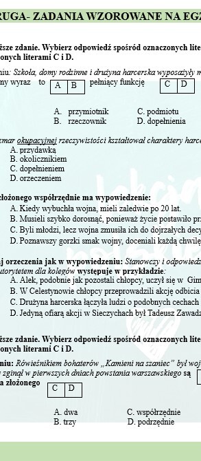 POWÓRKI PRZED EGZAMINEM. Z BOHATERAMI "KAMIENI NA SZANIEC" PRZYPOWMINAMY WIADOMOSCI Z ZAKRESU SKŁADNI.