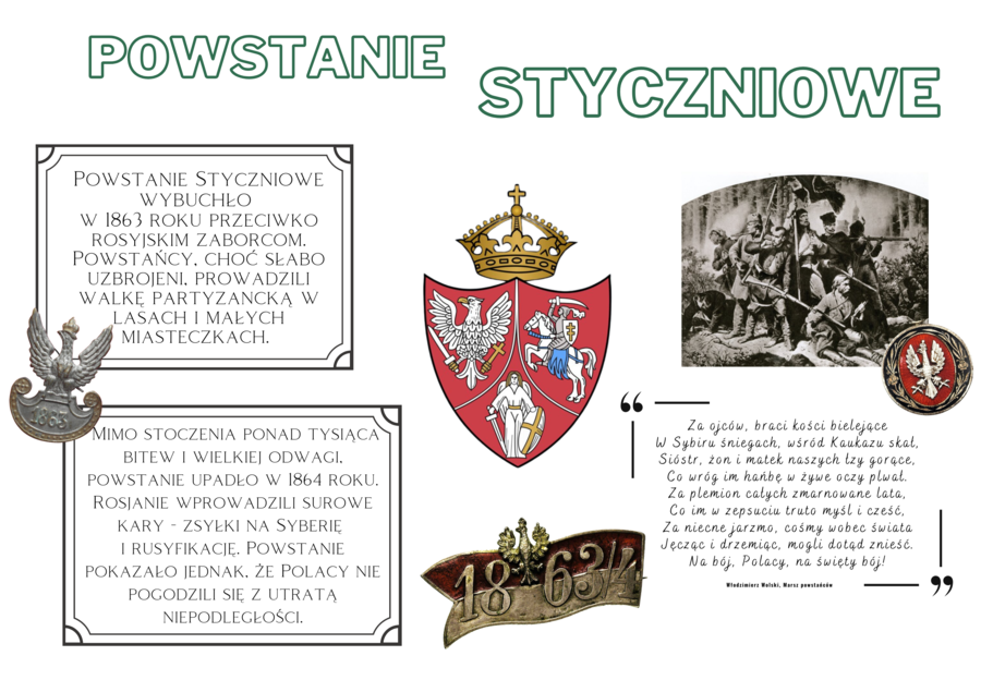 POWSTANIE STYCZNIOWE - GAZETKA HISTORYCZNA/SZKOLNA/OZDOBA - MOŻLIWOŚĆ WŁASNEJ ARANŻACJI/dodatkowe elementy