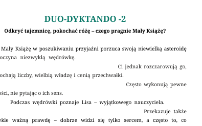 Lektury bez byków. Seria dyktand (nie tylko) dla ósmoklasisty. Mały Książę.