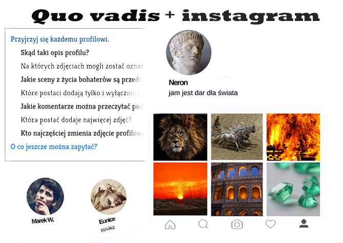 Quo vadis - profile postaci na Instagramie