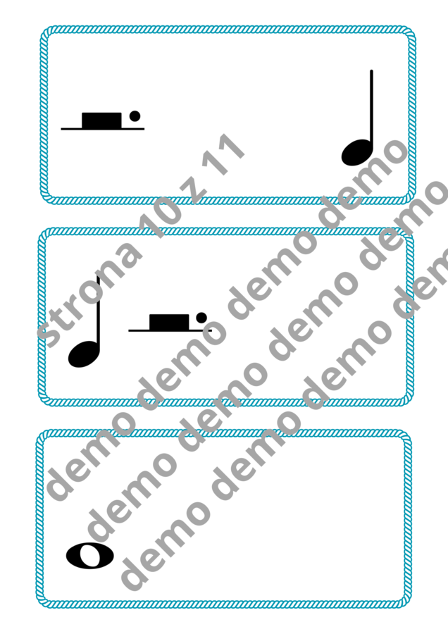Muzyka. Karty do nauki wartości rytmicznych i ćwiczeń praktycznych. Metrum 4/4.