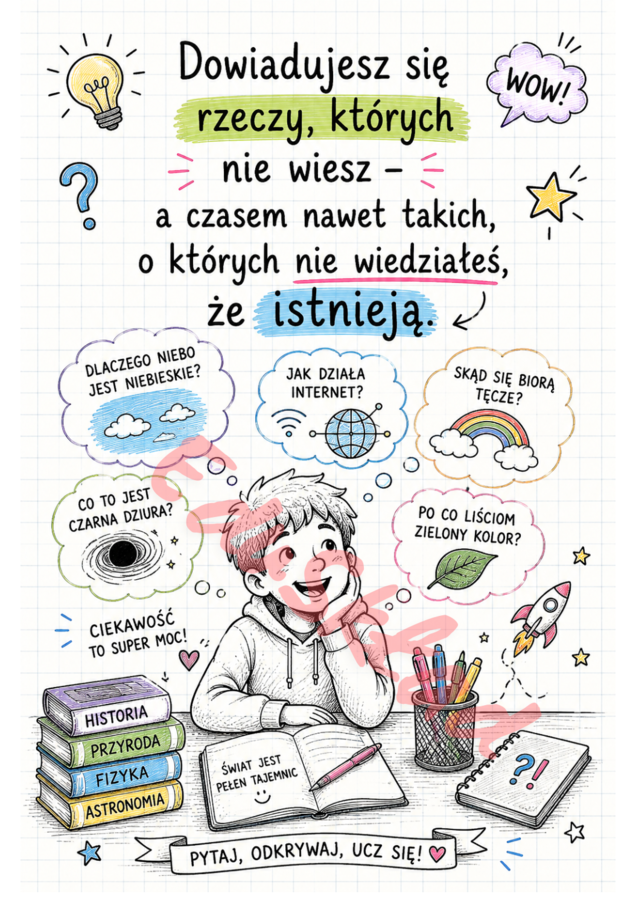📚 Dlaczego warto chodzić do szkoły? – gazetka szkolna w wersji rysunkowej