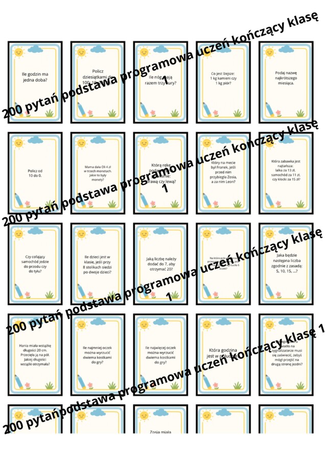 🎲200 zadań sprawdzających opanowanie materiału z klasy 1 – przez zabawę! 🎲