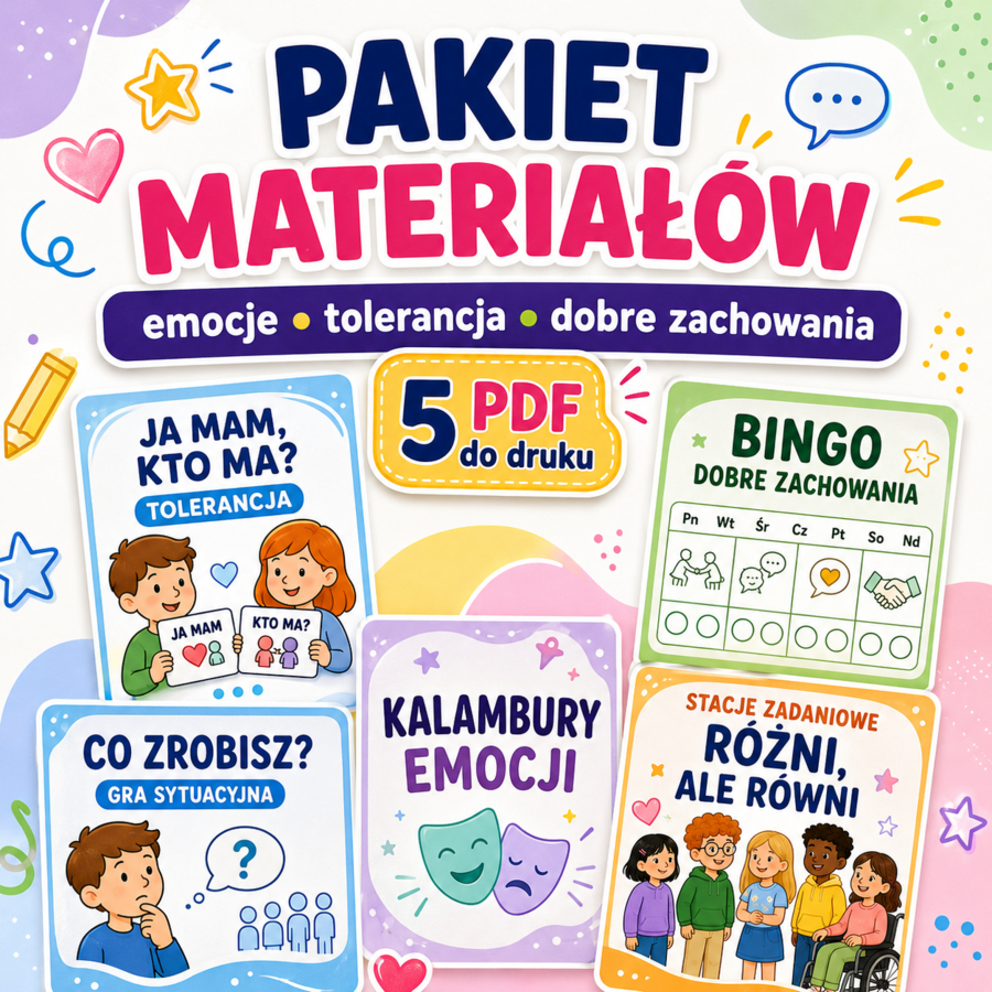 Gry dydaktyczne. Emocje. Tolerancja. Dobre zachowania