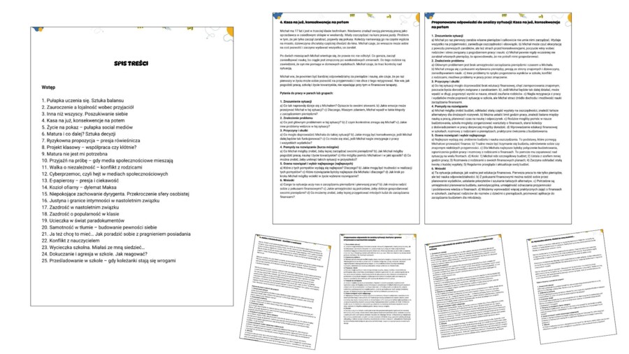Analiza sytuacji – case study. 25 scenariuszy z pytaniami i odpowiedziami dla młodzieży 15–18 lat