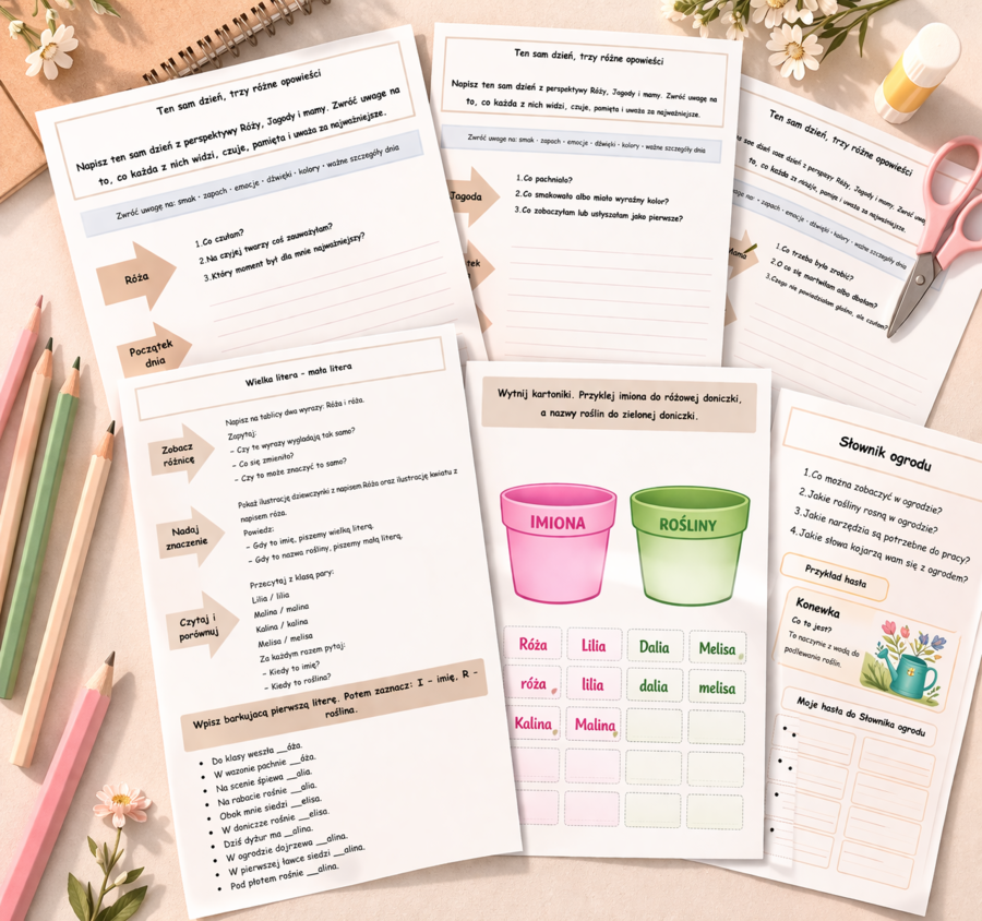 Materiał ćwiczeniowy z języka polskiego – Róża i róża