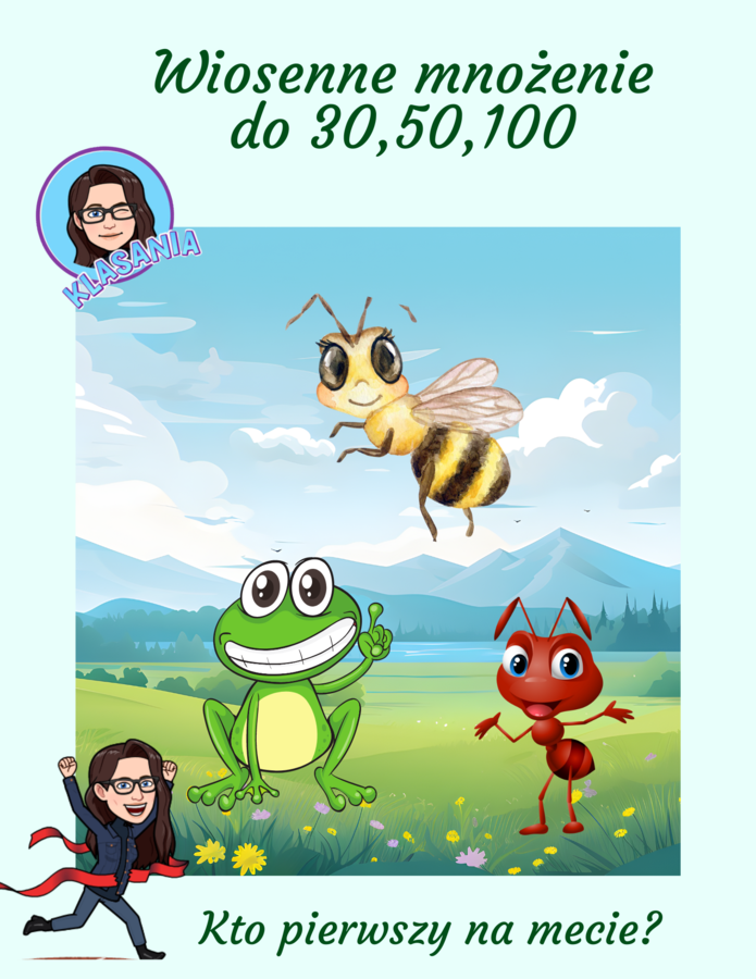 Wiosenne mnożenie- do 30,50,100. Gry planszowe.