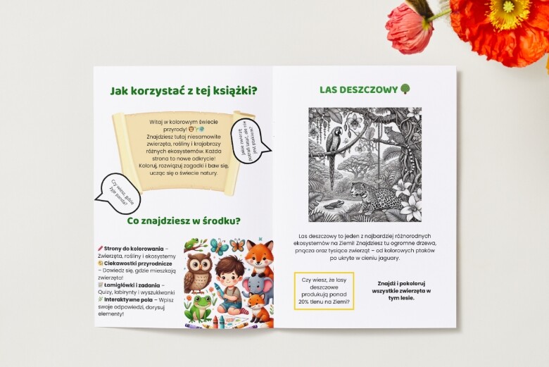 Kolorowanki edukacyjne. Zwierzęta, rośliny i ekosystemy