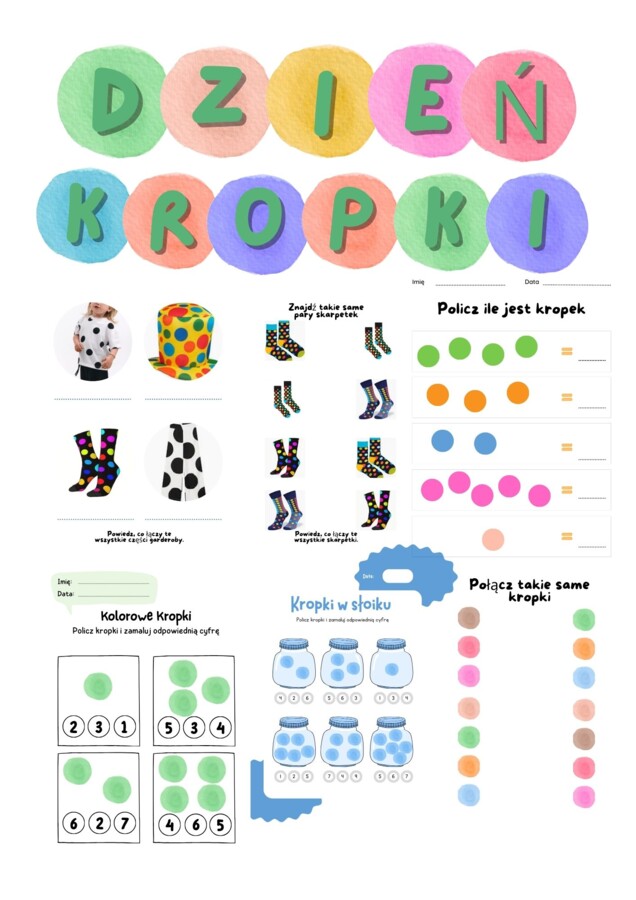 Karty pracy z okazji Dnia Kropki – 20 stron