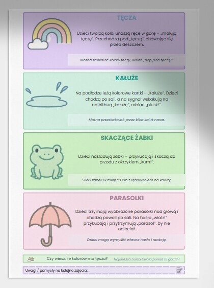 Deszczowa pogoda – zabawy ruchowe w sali