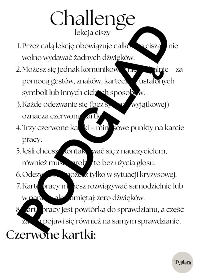 Lekcja ciszy - powtórzenie składni