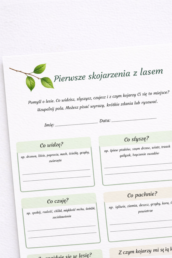 Pierwsze skojarzenia z lasem [Karta pracy]