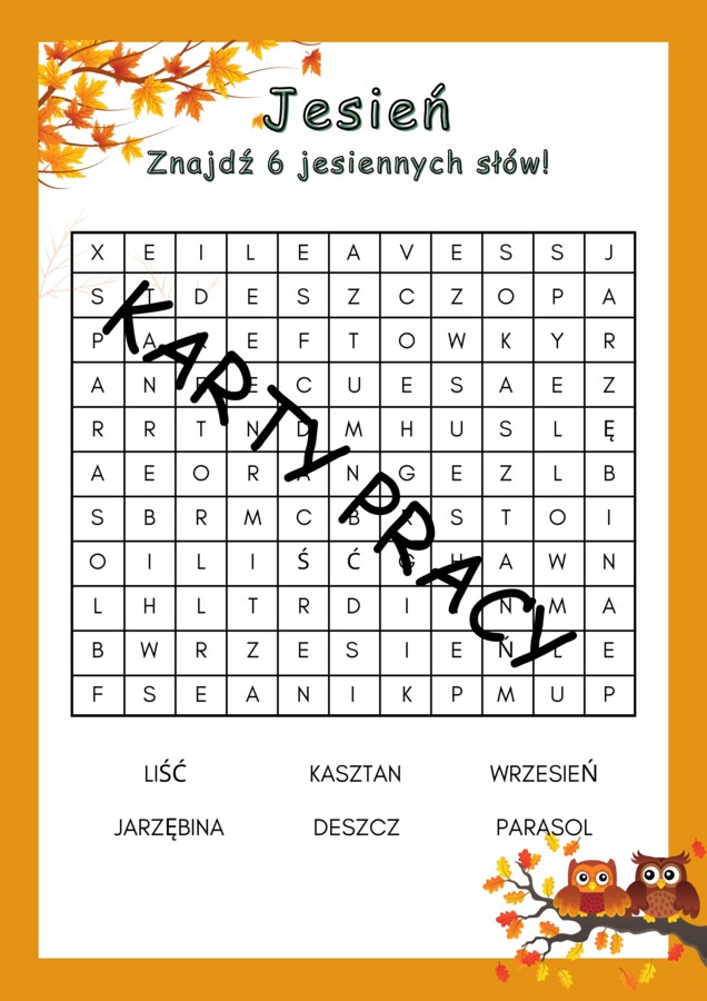 Jesienne karty pracy