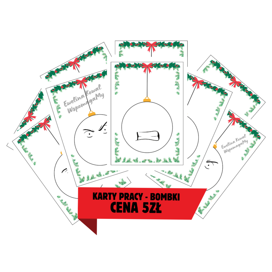 Karty pracy dla przedszkolaków/BOMBKI - DORYSUJ OCZY/USTA rewalidacja, emocje, psycholog, pedagog