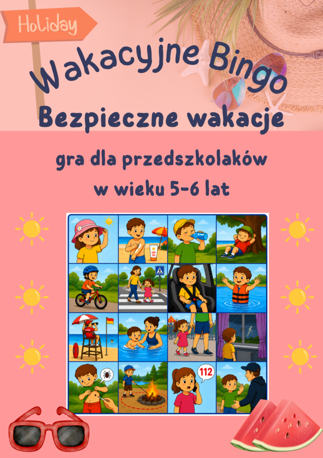 Gra bingo dla przedszkolaków - Bezpieczne wakacje
