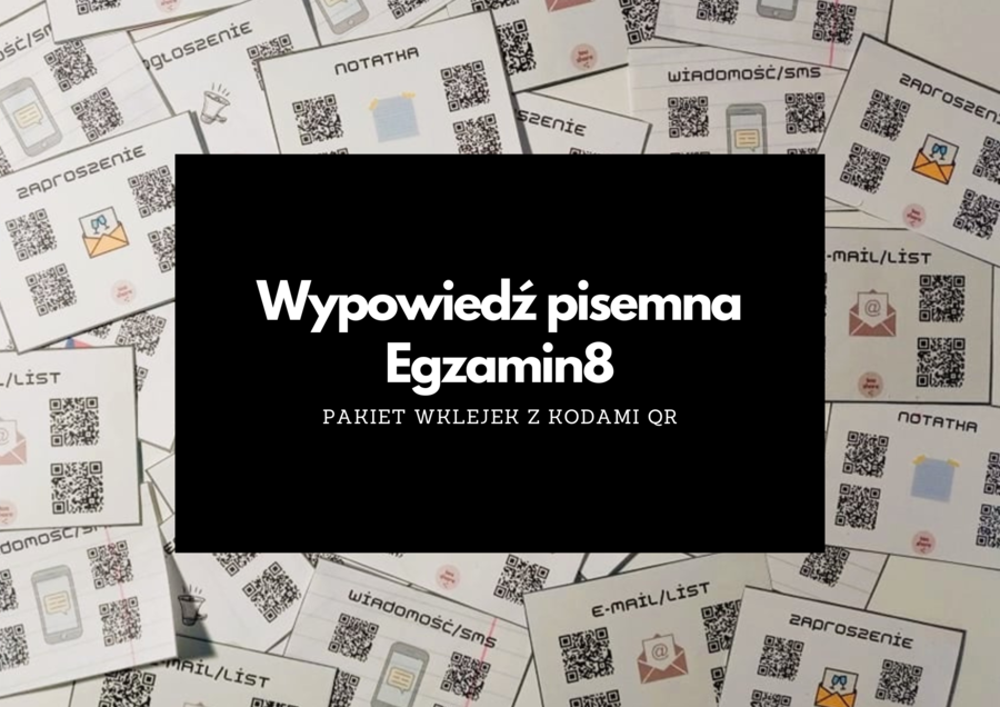 WRITING pakiet 7 wypowiedzi kody QR egzamin ósmoklasisty