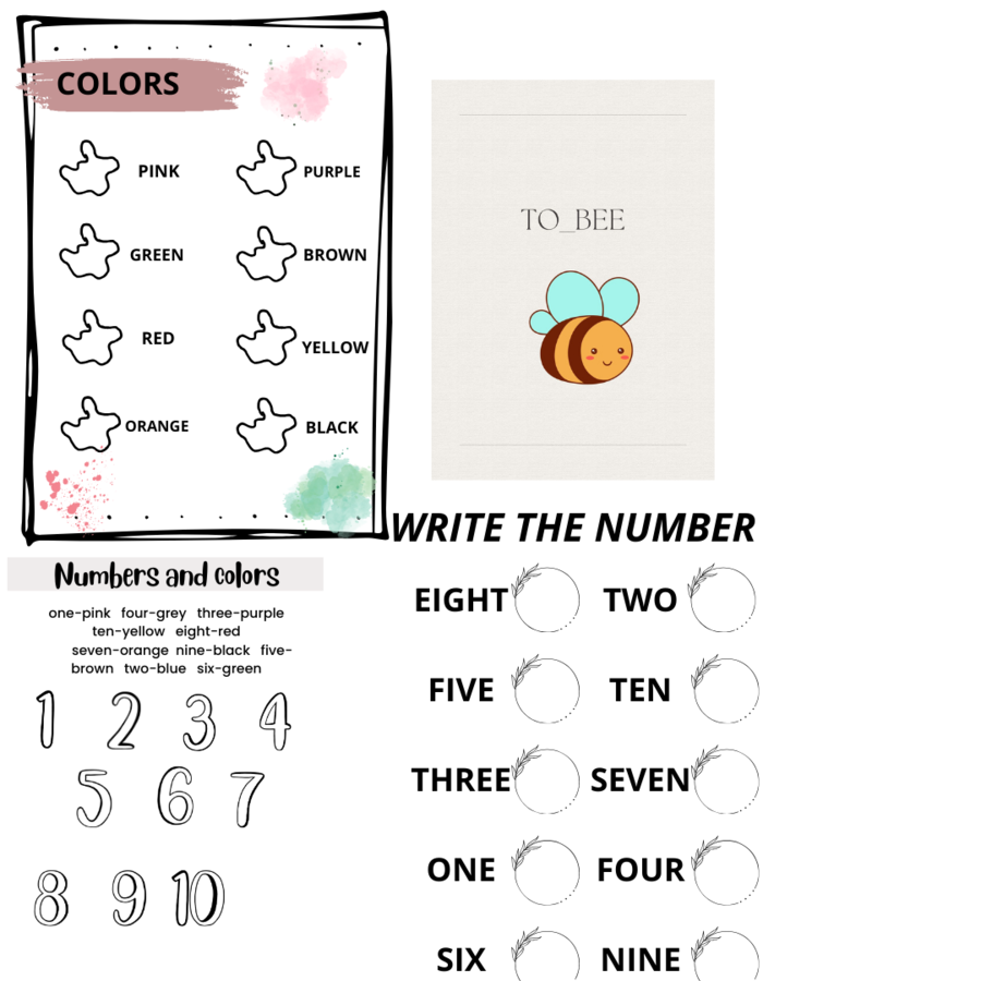 Colors and numbers worksheets
