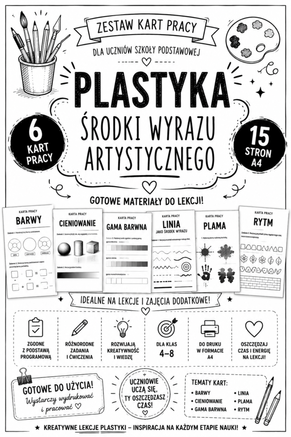 Plastyka bez nudy – Środki wyrazu artystycznego 6 kart pracy