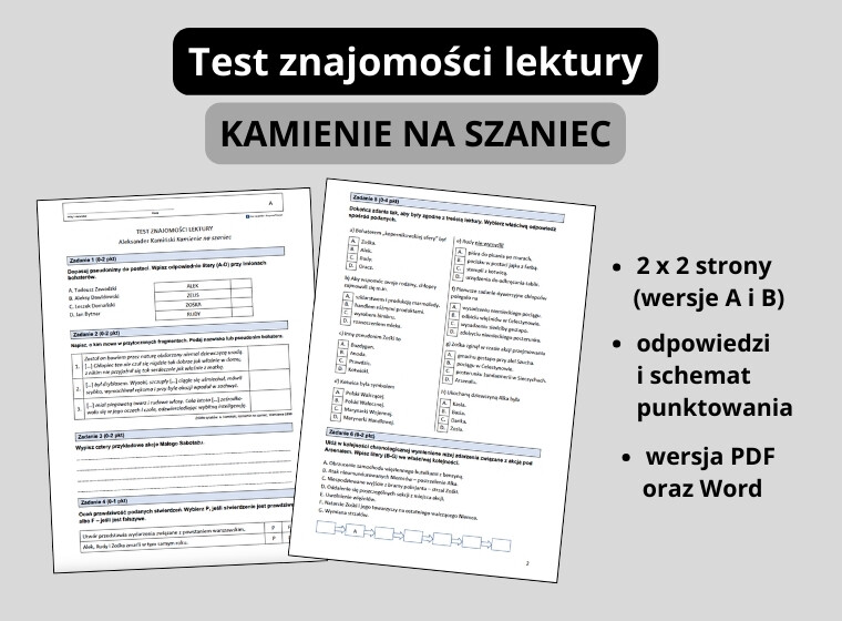 "Kamienie na szaniec" – test znajomości lektury