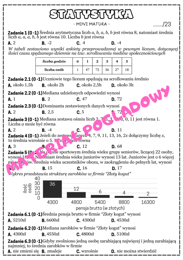 PAKIET - CAŁOŚĆ. Mini matura. Matematyka - zbiór zadań maturalnych