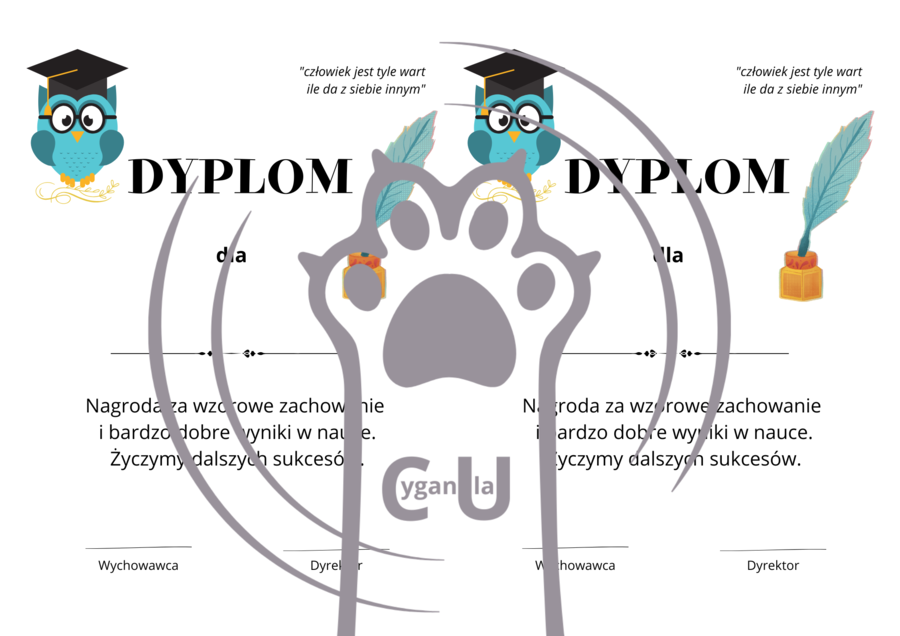 Dyplomy / wkładki na zakończenie roku szkolnego